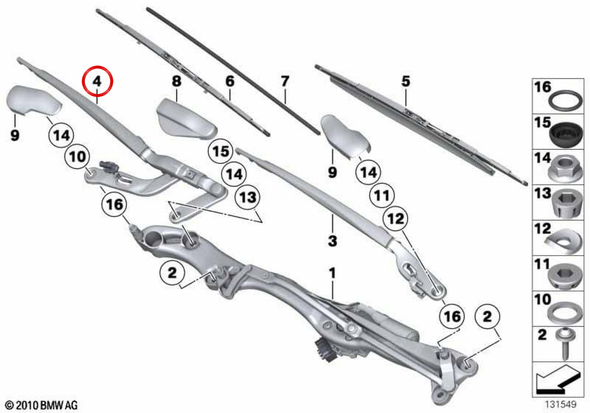 Limit arm windshield OEM 61617208692 for BMW E65, E66. Original BMW.