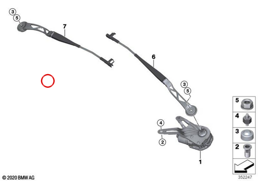 Motor de limpiaparabrisas izquierdo OEM 61617310791 para BMW i8 (I12, I15). Original BMW.