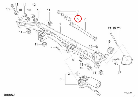 Motor del limpia parabrisas OEM 61618352622 para BMW E38. Original BMW.