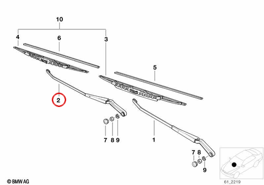 Rechte Windbrise Arm OEM 61618360414 für BMW E36 {316i, 318i, 318is, 320i}. Kompatibel mit manuellen und automatischen Modellen. Original BMW.