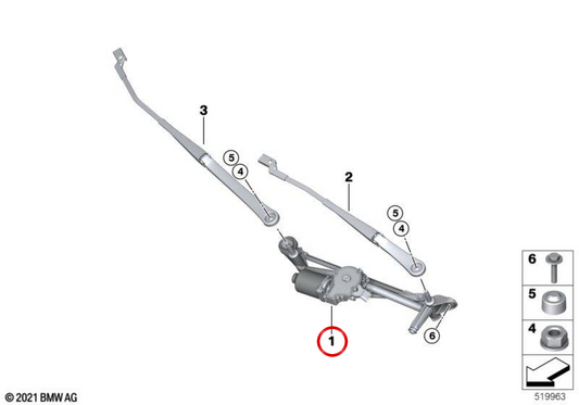 Meccanismo del parabrezza del parabrezza per BMW 2 U06 (OEM 61618492107). BMW originale