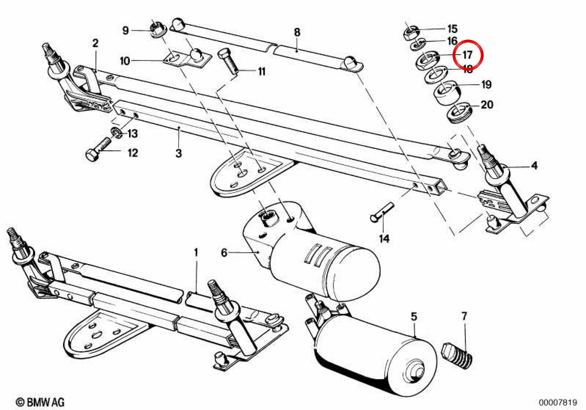 OEM Exagonal Nut 61618744121 per BMW E21, E30, E12, E28, E24, E23. BMW originale.