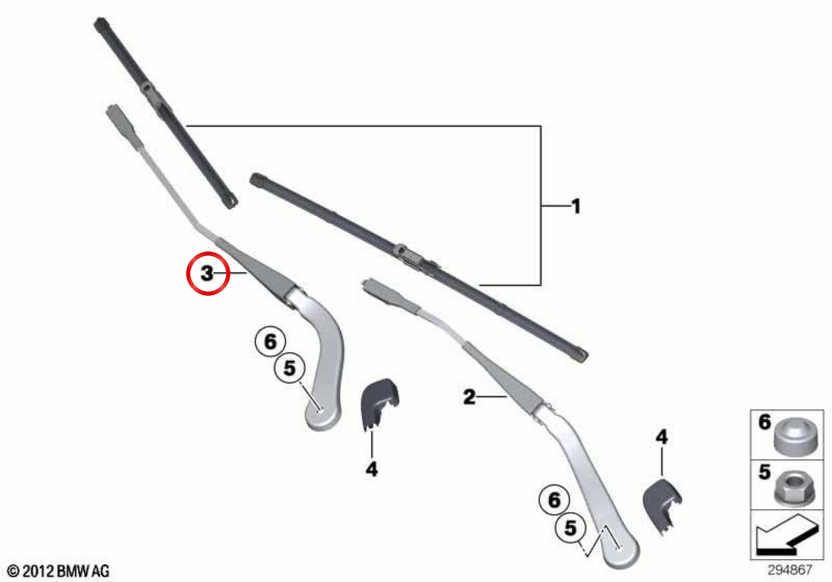 Ompare del parabrezza destro OEM 61619449924 per BMW E90, E91, E92, E93. BMW originale.