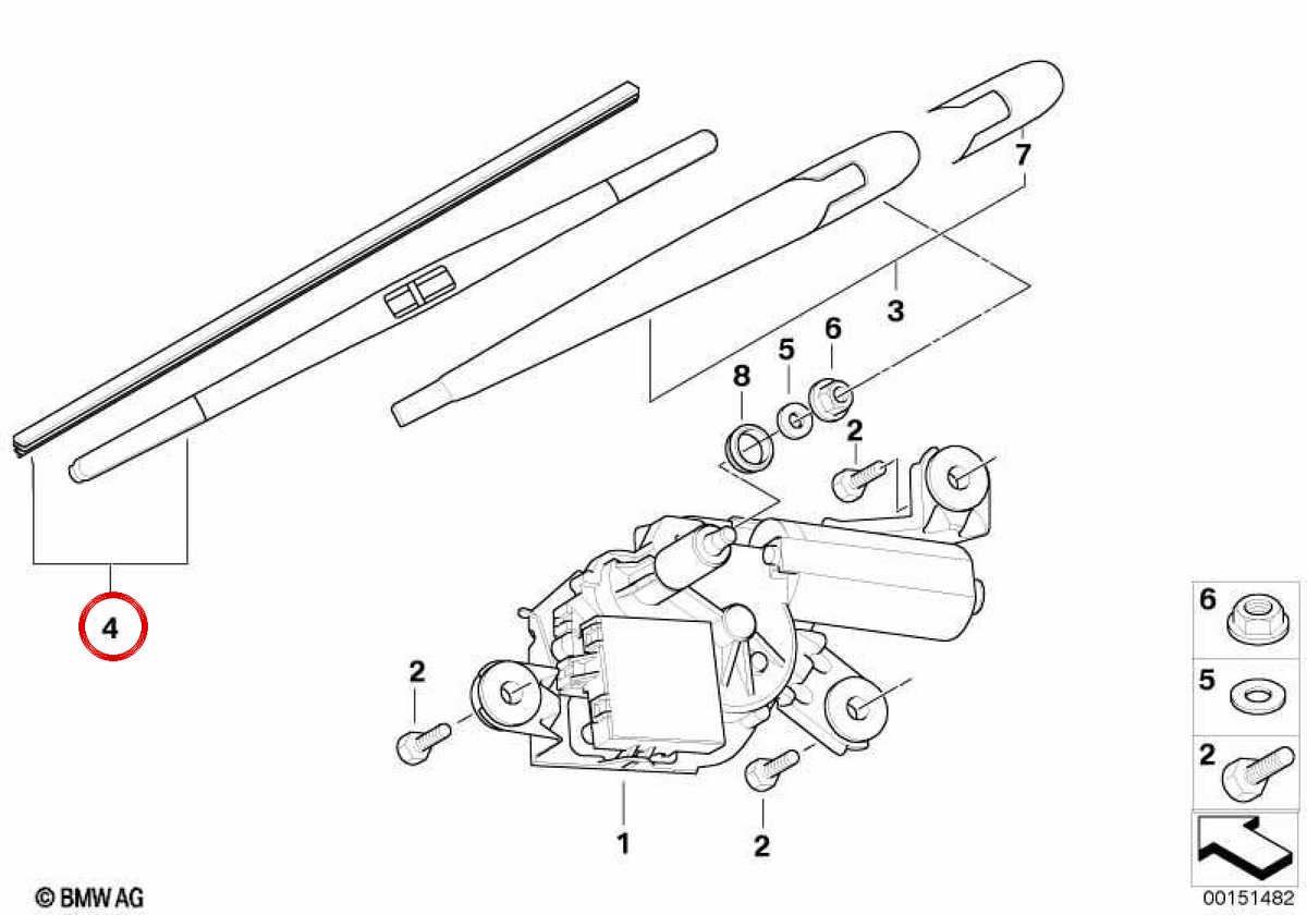 OM Heck Windschutzscheibe OEM 61623428599 für BMW X3 E83 und X3 E83 LCI (2003–2010). Original BMW.