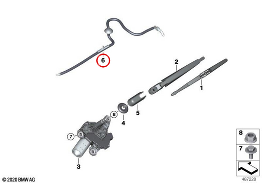 OEM rear washing nozzle 61627306469 for BMW I3 (I01). Original BMW.