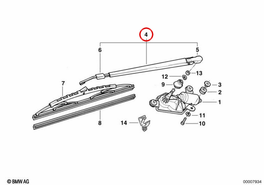 Windschutzscheibenwischer OEM 61628357517 für BMW E36. Original BMW.