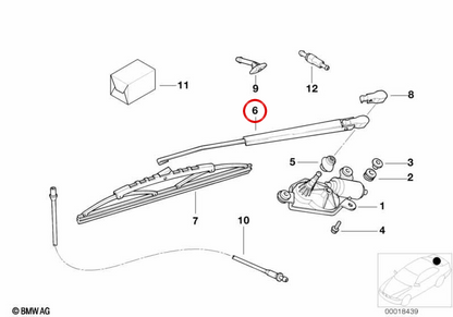 ** ARM WIPER FRONT OEM 61628360156 per BMW E36. BMW originale.