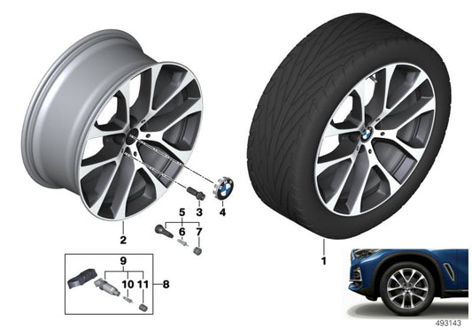 Llantas de aleación diseño V-Radio 738 OEM 36116883757 para BMW G05 (X5) y G06 (X6). Compatibles con modelos xDrive25d, xDrive30d, 40d, 40i, 50e, M50i. Original BMW.
