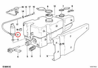 Bomba de agua para limpiaparabrisas OEM 61661377830 para BMW E30, E36, E34, E39, E24, E32, E38, E31, Z1, Z3. Original BMW.