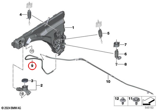 Vordere Flottenrohr vorne OEM 61665A291A0 für BMW X3 G45, X3L G48 ... und mehr. Original BMW.