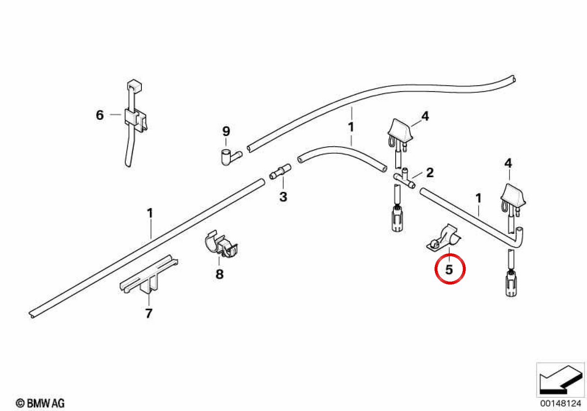 Soporte de tubo OEM 61667123500 para BMW E81, E82, E87, E88, E90, E91, E92, E93. Original BMW.