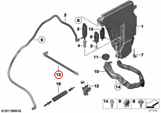 Ossuie Omparabrisas 61667238441 pour BMW F07, F10, F11, F01, F02, F04. BMW d'origine.