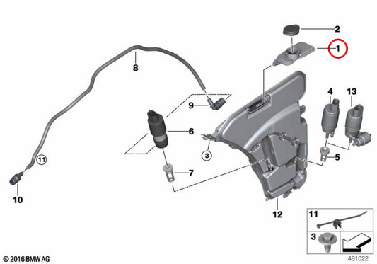 Canale di riempimento del tergicristallo OEM 61667430854 per BMW G32. BMW originale.