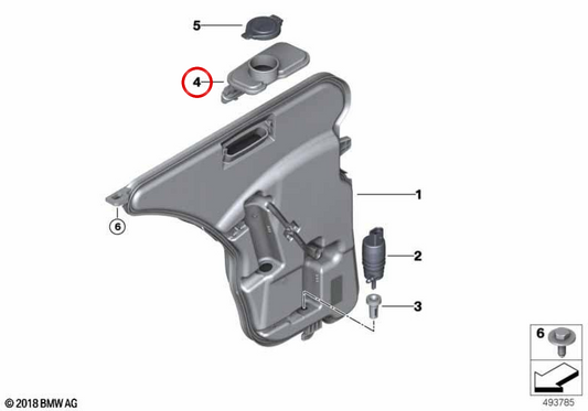 Oemparrisas Llock Riempimento di anticoncenza 6167435336 per BMW F91, F92, F93, G14, G15, G16. BMW originale.
