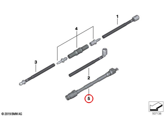 Manguera recta OEM 61668497345 para BMW G42, U06, G87, G20, G21, G28, G80, G81, G22, G23, G26, G82, G83, G60, G61, G90, G32, G70, U11, U12, U10, G45, G06, G09, G29. BMW d'origine.