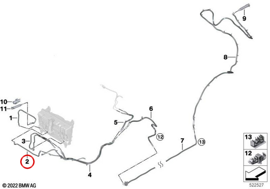 Tubo de lavado del parabrisas OEM 61669477949 para BMW iX (I20). Original BMW.