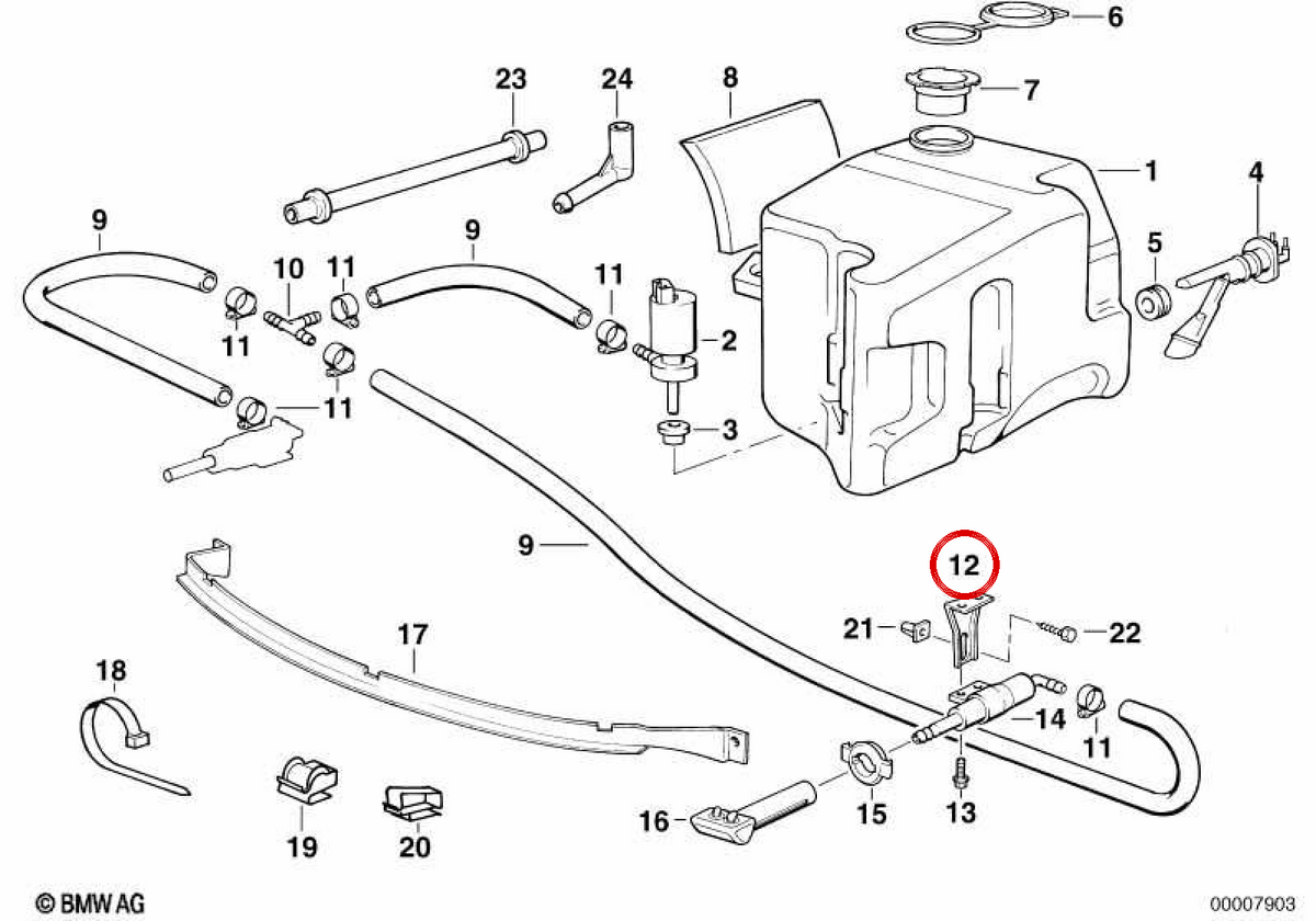 RIGHT SUPPORT Windshield OEM 61671393992 for BMW E36. Original BMW.