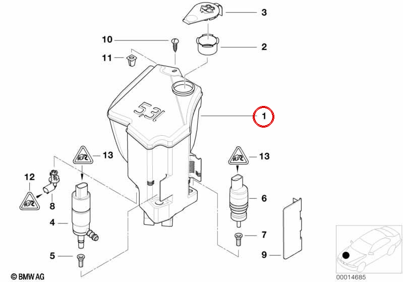5L di illuminazione per la pulizia OEM 61677008057 per BMW 3 E46, Z4 E85, Z4 E86. BMW originale.