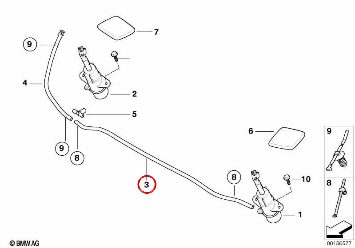 OEM lavaking system hose 61677181995 for BMW E70, E71, E72. Original BMW.