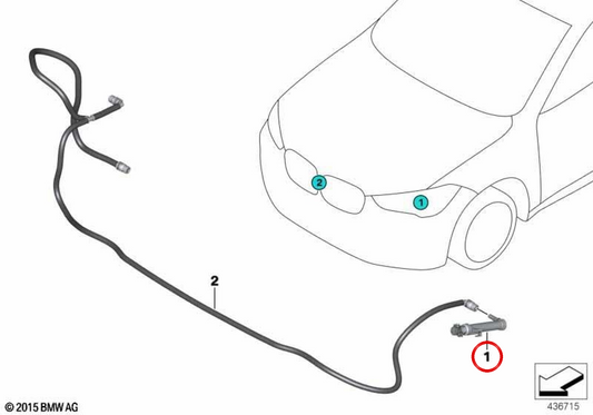 Boquilla de limpiaparabrisas izquierda OEM 61677350647 para BMW F48 y F49. Original BMW.
