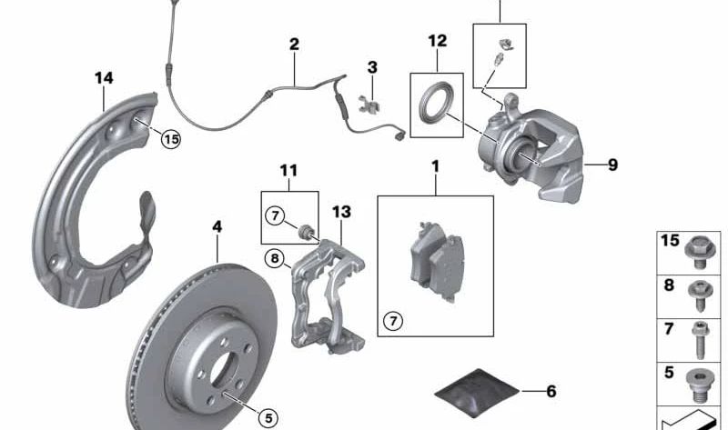 Protector de freno delantero derecho OEM 34106870530 para BMW X3 (G01, G01N, G08, G08E, G08F, G08N) y BMW X4 (G02, G02N). Pieza original BMW.
