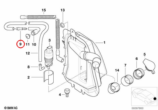OEM Washer System Valve 61688220822 for BMW 1 Series E81/E82/E87/E88, 3 Series E46, X3 E83, X5 E53 and MINI Countryman R60, Paceman R61. Original BMW and MINI