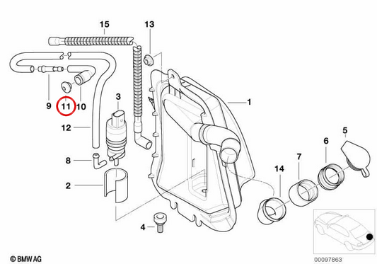 Heckscheibenwaschdüse OEM 61688220823 für BMW 3er Touring E46 und X5 E53. Original BMW