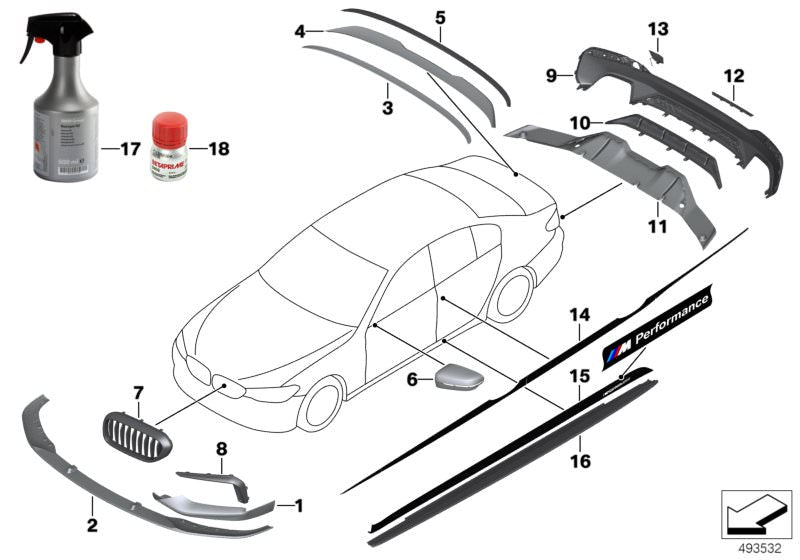 Alerón trasero M Performance Pro Carbon OEM 51192457441 para BMW F90, F90N, G30, G30N. Compatible solo con paquete aerodinámico M. Original BMW.