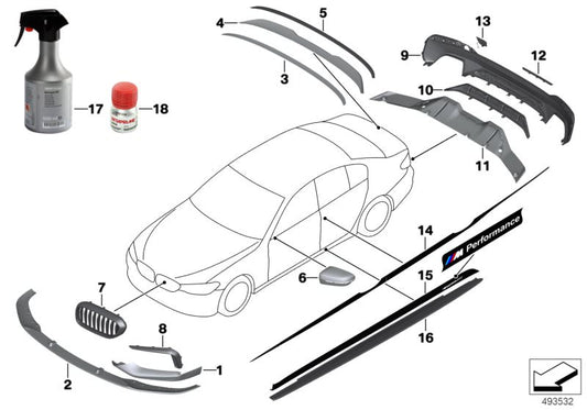 Alerón trasero M Performance Pro Carbon OEM 51192457441 para BMW F90, F90N, G30, G30N. Compatible solo con paquete aerodinámico M. Original BMW.