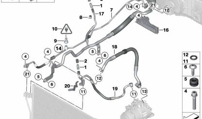 Tubería de succión (sin boquilla de llenado) OEM 64539201925 para BMW F07, F10, F11, F12, F13, F01, F02. Original BMW.