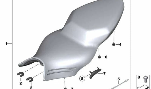 Paramento izquierdo del banco de asiento OEM 52537686633 para motos BMW K1200 R, K1200 R Sport y K1300 R. Original BMW Motorrad.