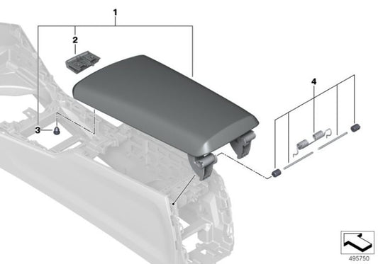 Center Armrest Lid Stopper Cap for BMW G42, G87, G20, G20N, G21, G21N, G28, G28N, G80, G81, G22, G23, G26, G82, G83 (OEM 51167911462). Original BMW