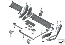Rail do lado direito do lado do assento para BMW X5 G05, G05N (OEM 52207955218). BMW original.