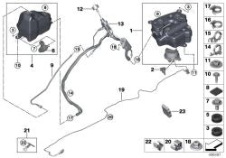 Clip de fijación OEM 16197439319 para BMW G31, G32, G32 GT LCI. Original BMW.
