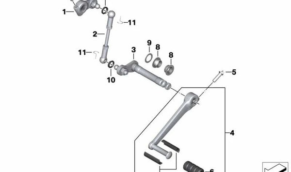 Palanca de cambio de marchas OEM 23417675353 para BMW Motorrad R1200GS, R1200GS Adventure, R1200R, R1200RT, HP2 Enduro, HP2 Megamoto. Original BMW Motorrad.