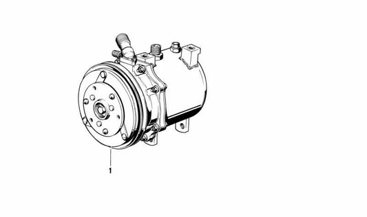 Compresor de aire acondicionado OEM 64528385911 para BMW E36 y E34. Original BMW.