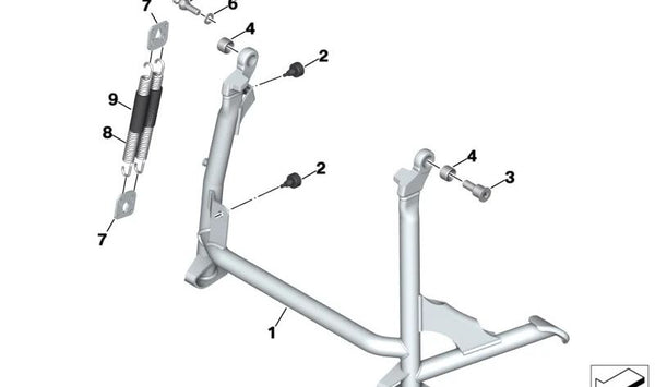 Caballete central OEM 46528404580 para BMW S 1000 XR (K69), M 1000 XR (KM9). Original BMW Motorrad.