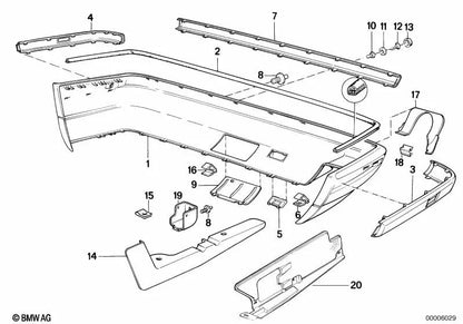 Cubierta para BMW Serie 5 E34 (OEM 51121944539). Original BMW