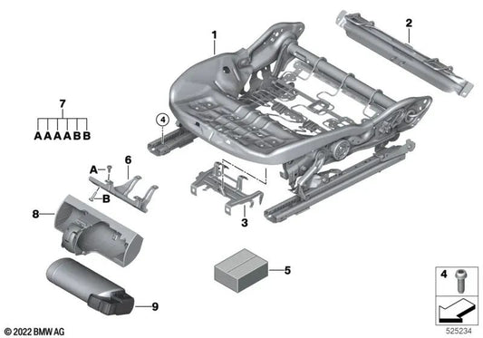 Rechte Sitzmechanismus für BMW Series 2 U06, X1 U11 (OEM 52107911648). Original BMW