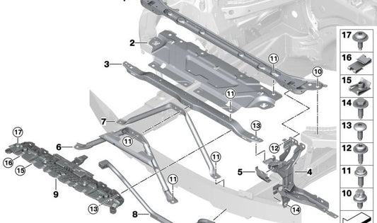 Refuerzo de chasis U-Strebe OEM 51647956353 para BMW G23. Original BMW.