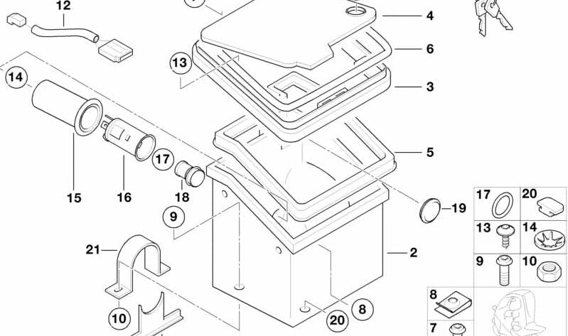 Juego de cerraduras para bandejas OEM 71607659266 para motos BMW C1 125 y C1 200. Original BMW Motorrad.