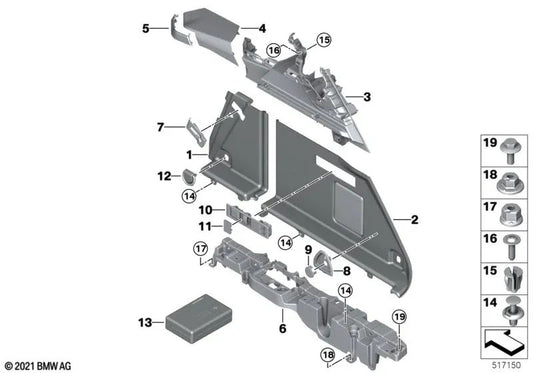 Trunk Control Unit Cover for BMW i I20 (OEM 51479873814). Original BMW