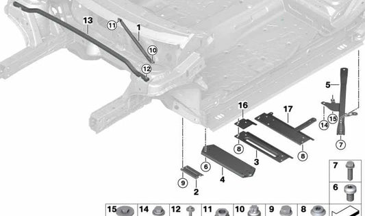 Defletor de proteção para o tanque de combustível para BMW Series 1 F52, Série 2 F45, F46, X1 F48, F49, MINI F54, F60 (OEM 51717468799). BMW original