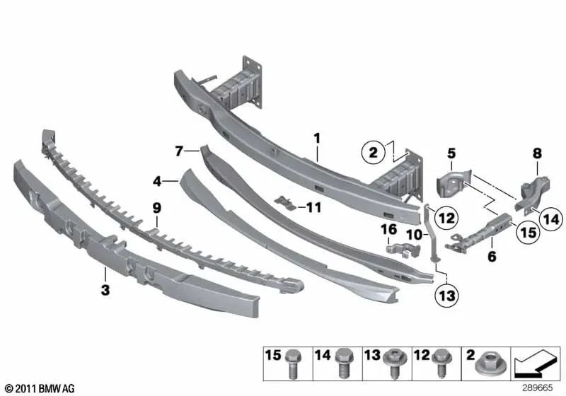 Absorvedor de impacto superior para BMW E92N, E93N (OEM 51647227968). BMW original