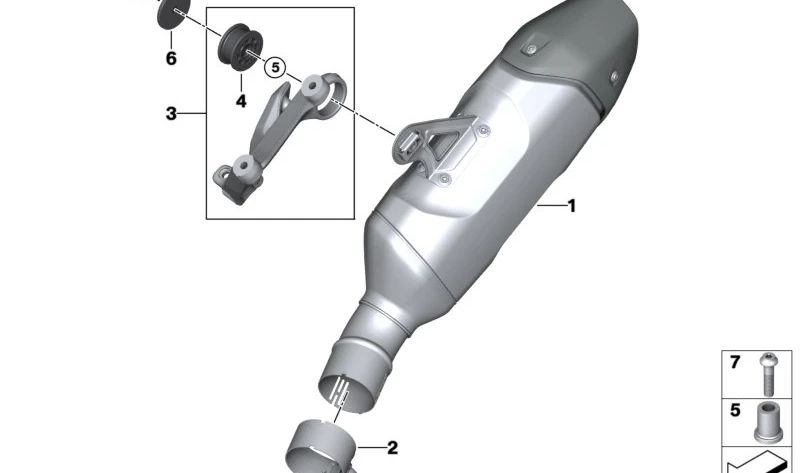 Silenciador adicional OEM 18519445090 para motos BMW R 1300 GS, R 1300 GS Adventure. Original BMW Motorrad.