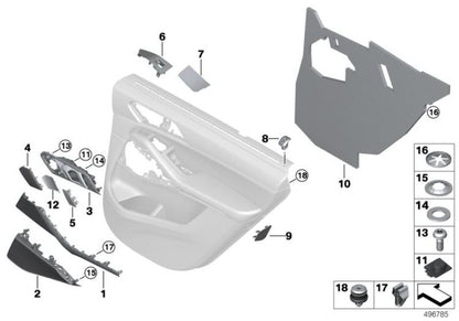 Moldura interruptor elevalunas derecho OEM 51417956486 para BMW X5 G05, X5 G05 LCI, X7 G07, X7 G07 LCI. Original BMW.