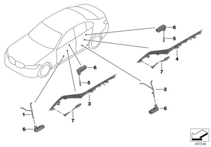 Conductor de fibra óptica OEM 63316999930 para puerta delantera derecha BMW G20, G80 M3, G28... y más. Original BMW.
