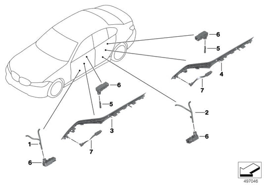 Conductor de fibra óptica OEM 63316999930 para puerta delantera derecha BMW G20, G80 M3, G28... y más. Original BMW.
