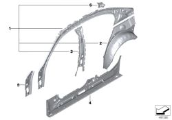 Pasarrueda exterior trasero izquierdo OEM 41007488085 para BMW G20, G21, G28 y más. Original BMW.