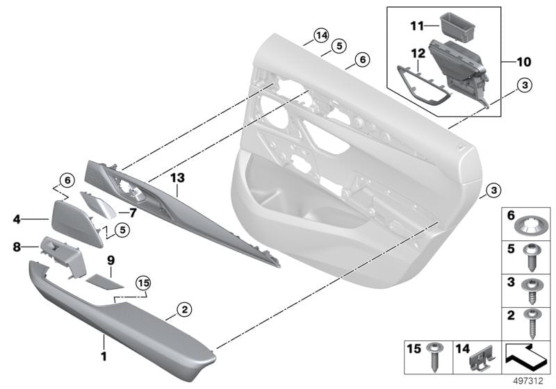 Moldura puerta derecha OEM 51429460270 para BMW Serie 6 G32 GT, G32 GT LCI. Original BMW.